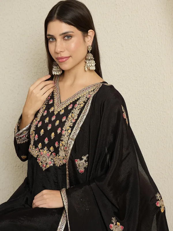 Mystic_Black_Embroidered_Chinon_Anarkali_Gown_With_Dupatta