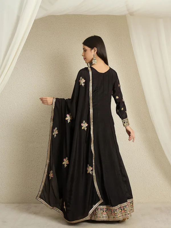 Mystic_Black_Embroidered_Chinon_Anarkali_Gown_With_Dupatta