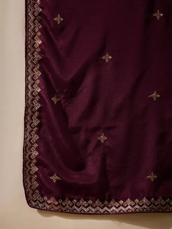 Mesmerizing_Purple_Embroidered_Chinon_Flared_Kurta_Palazzo_Set_With_Dupatta