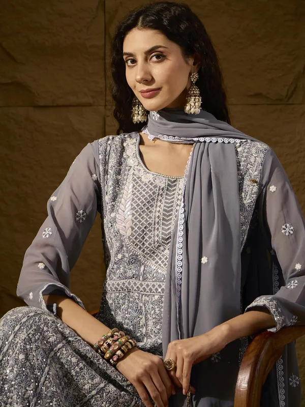 Celestial_Grey_Embroidered_Faux_Georgette_Anarkali_Gown_With_Dupatta