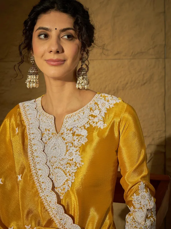 Vibrant_Yellow_Chinon_Embroidered_Kurta_And_Sharara_Set