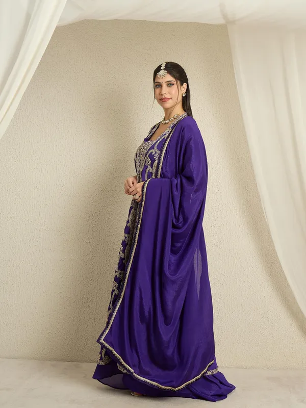Opulent_Purple_Embroidered_Chinon_Crop_Top,_Palazzo_And_Long_Jacket_Set_With_Dupatta