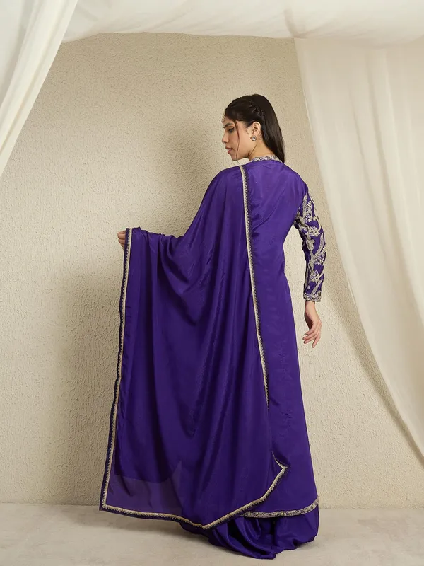 Opulent_Purple_Embroidered_Chinon_Crop_Top,_Palazzo_And_Long_Jacket_Set_With_Dupatta