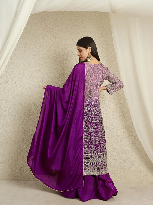 Glorious_Purple_Embroidered_Chinon_A-Line_Kurta_Lehenga_Set_With_Dupatta
