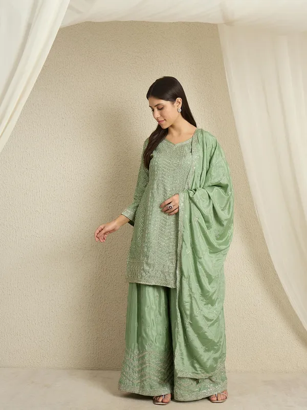 Shimmering_Embroidered_Chinon_Short_Kurta_Palazzo_Set_With_Dupatta