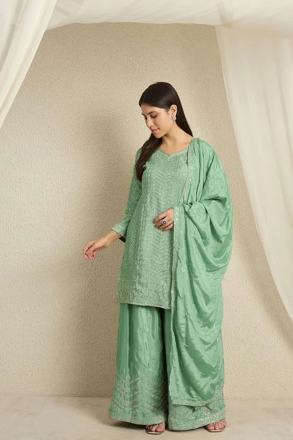 Shimmering_Embroidered_Chinon_Short_Kurta_Palazzo_Set_With_Dupatta