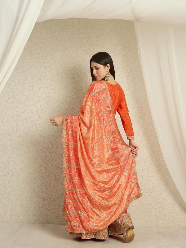 Dazzling_Orange_Embroidered_Chinon_Straight_Kurta_Palazzo_Set_With_Bandhani_Dupatta