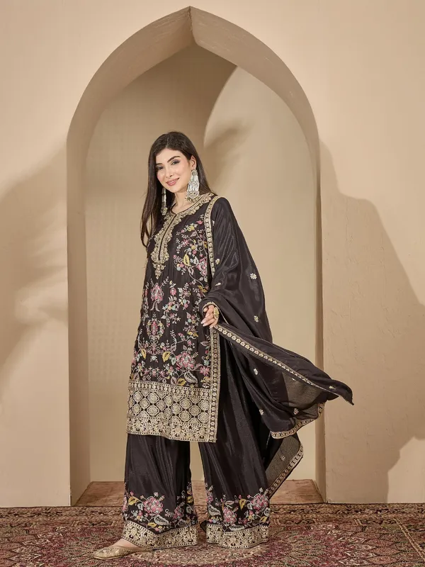 Captivating_Black_Embroidered_Chinon_Straight_Kurta_Palazzo_Set_With_Dupatta