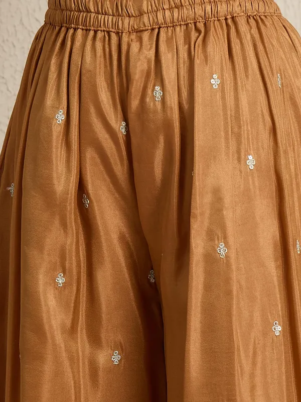 Lustrous_Brown_Embroidered_Organza_Straight_Kurta_Palazzo_Set_With_Dupatta
