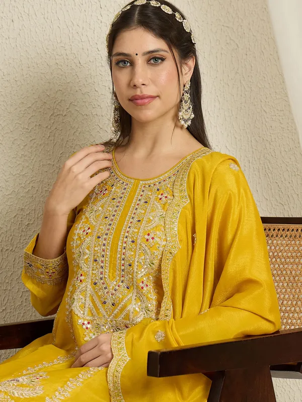 Elegant_Yellow_Chinon_Embroidered_Anarkali_Kurta_Palazzo_Set