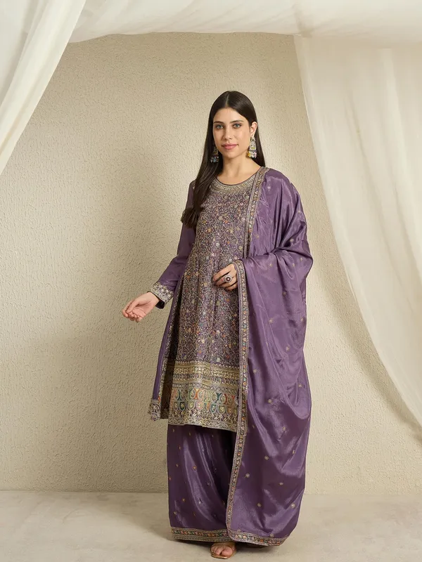 Embroidered_A-Line_Kurta_Palazzo_Set_With_Dupatta