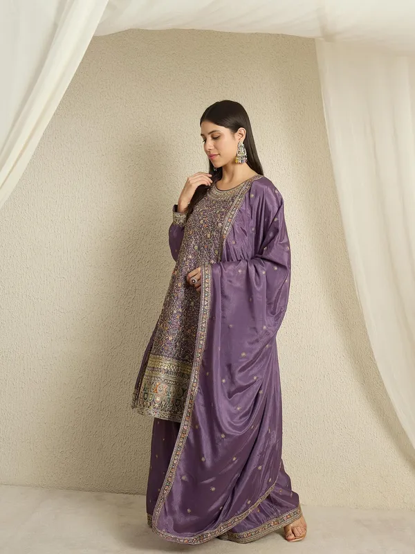 Embroidered_A-Line_Kurta_Palazzo_Set_With_Dupatta
