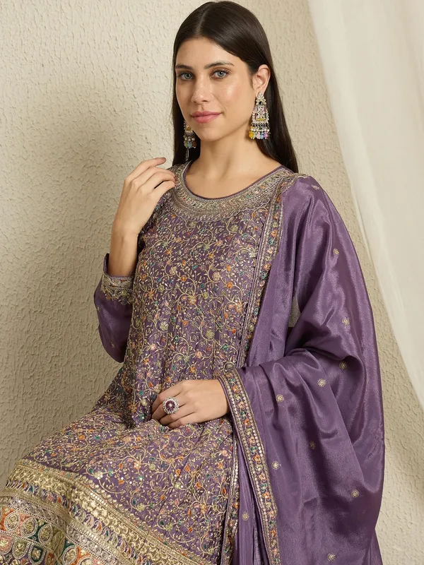 Embroidered_A-Line_Kurta_Palazzo_Set_With_Dupatta