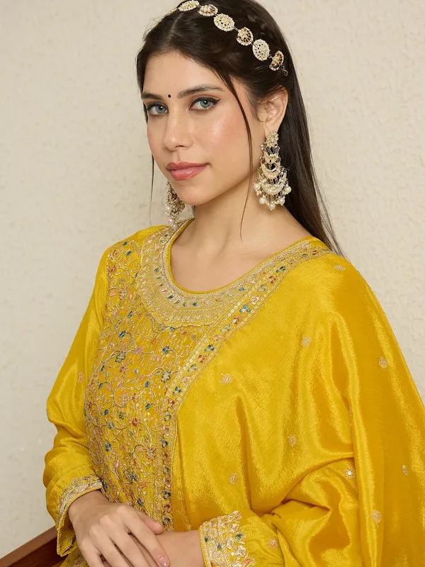 Embroidered_A-Line_Kurta_Palazzo_Set_With_Dupatta