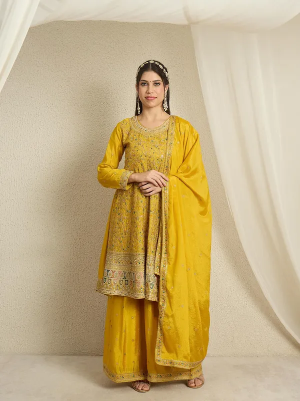 Embroidered_A-Line_Kurta_Palazzo_Set_With_Dupatta