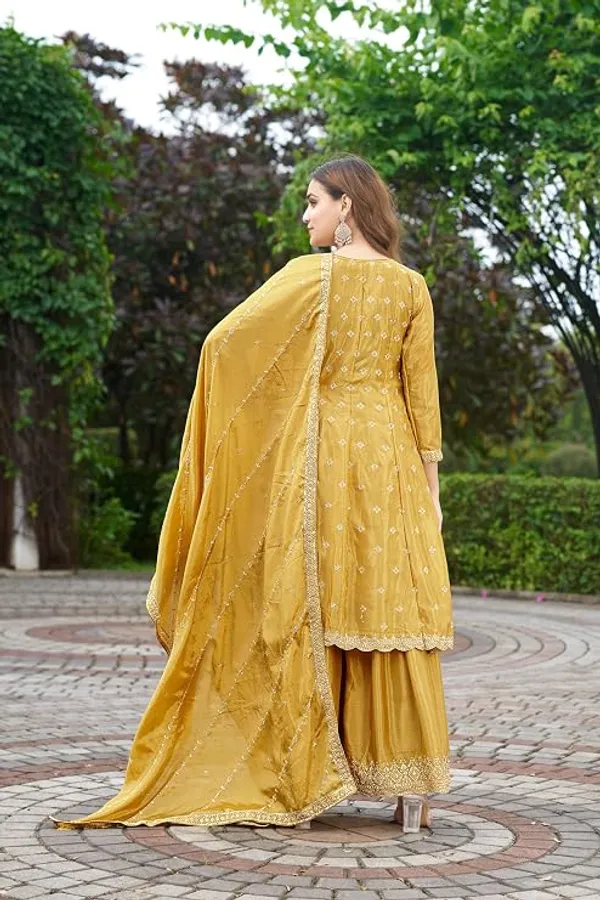 Dazzling_Yellow_Chinon_Embroidered_A-Line_Kurta_Palazzo_Set