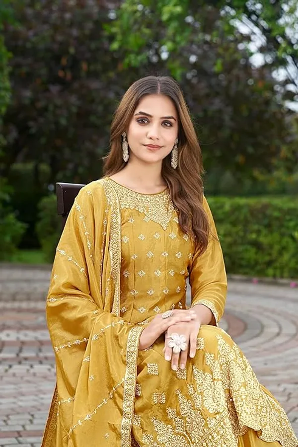 Dazzling_Yellow_Chinon_Embroidered_A-Line_Kurta_Palazzo_Set