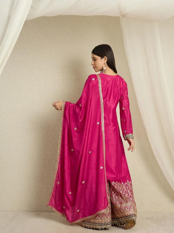 Radiant_Pink_Embroidered_Chinon_Kurta_Palazzo_Set