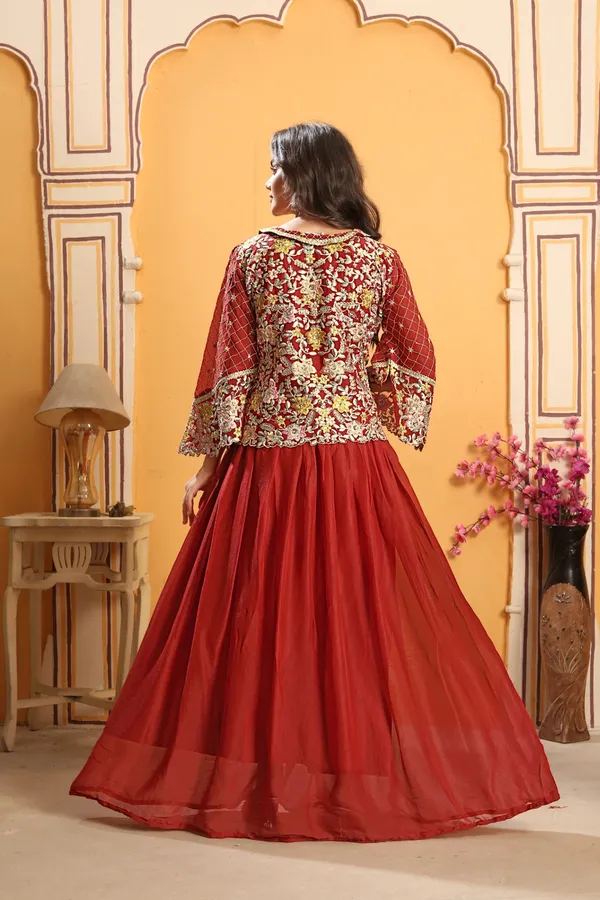 Vibrant_Lime_Georgette_Embroidered_Peplum_Lehenga_Set
