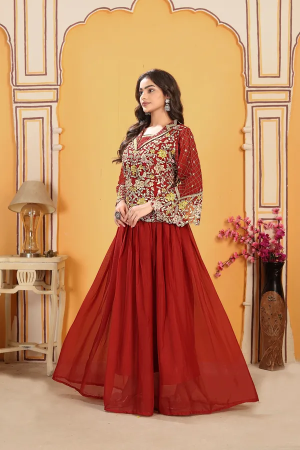 Vibrant_Lime_Georgette_Embroidered_Peplum_Lehenga_Set