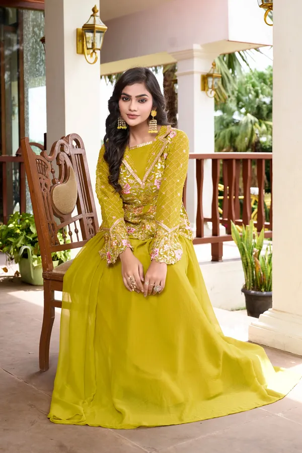 Vibrant_Lime_Georgette_Embroidered_Peplum_Lehenga_Set