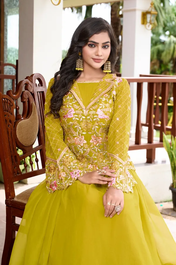 Vibrant_Lime_Georgette_Embroidered_Peplum_Lehenga_Set