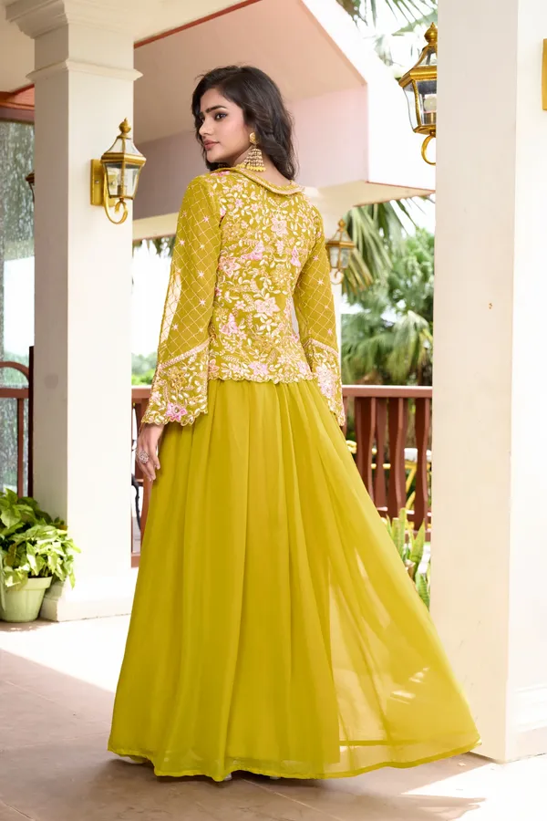 Vibrant_Lime_Georgette_Embroidered_Peplum_Lehenga_Set