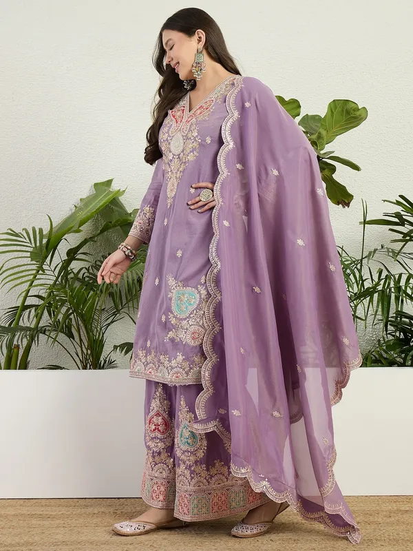 Elegant_Lavender_Organza_Multi-Color_Embroidered_Kurta_Palazzo_Set
