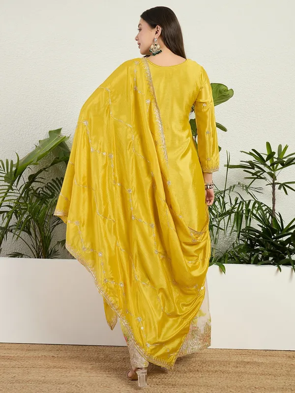Radiant_Yellow_Chinon_Embroidered_Kurta_With_Floral_Palazzo_Set