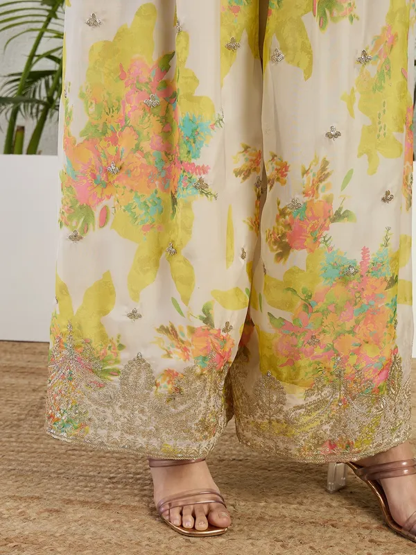 Radiant_Yellow_Chinon_Embroidered_Kurta_With_Floral_Palazzo_Set