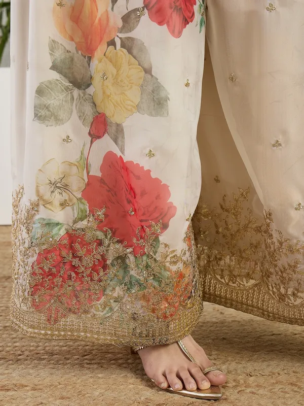 Vibrant_Red_Chinon_Embroidered_Kurta_With_Floral_Palazzo_Set