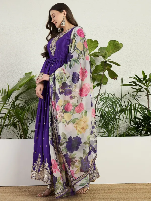 Majestic_Purple_Chinon_Embroidered_A-Line_Gown_With_Floral_Organza_Dupatta