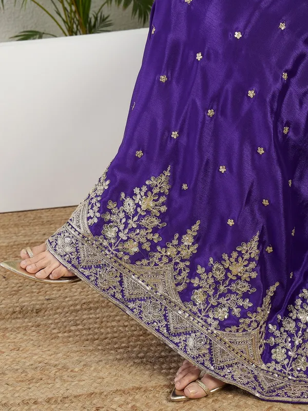 Majestic_Purple_Chinon_Embroidered_A-Line_Gown_With_Floral_Organza_Dupatta