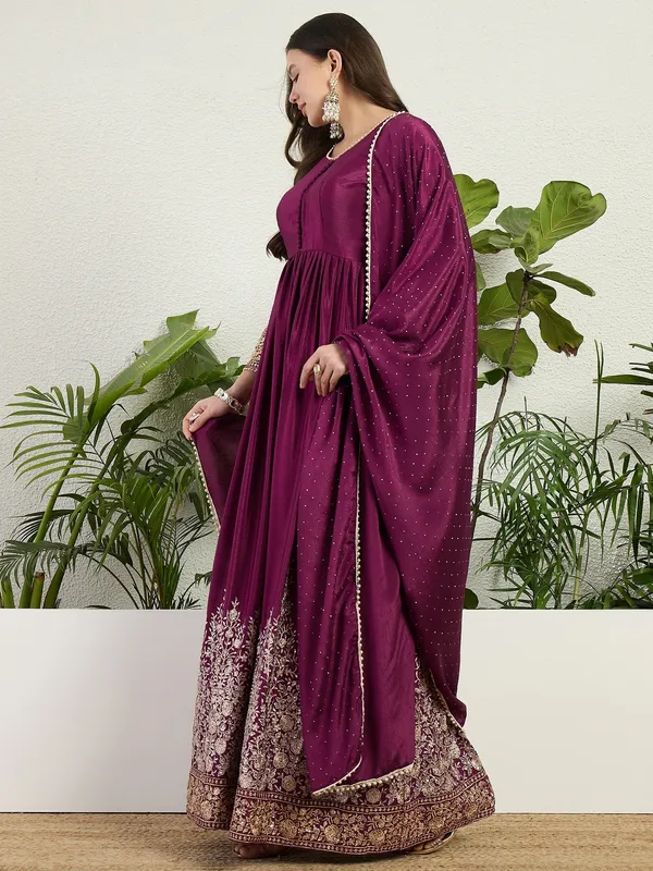 Purple_Chinon_Embroidered_A-Line_Gown_With_Dupatta