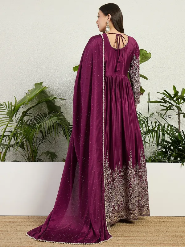 Purple_Chinon_Embroidered_A-Line_Gown_With_Dupatta