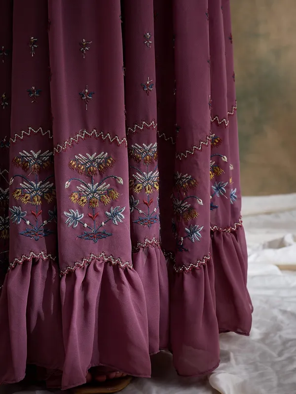 Elegant_Purple_Embroidered_Front-Slit_Kurta_And_Lehenga_Set