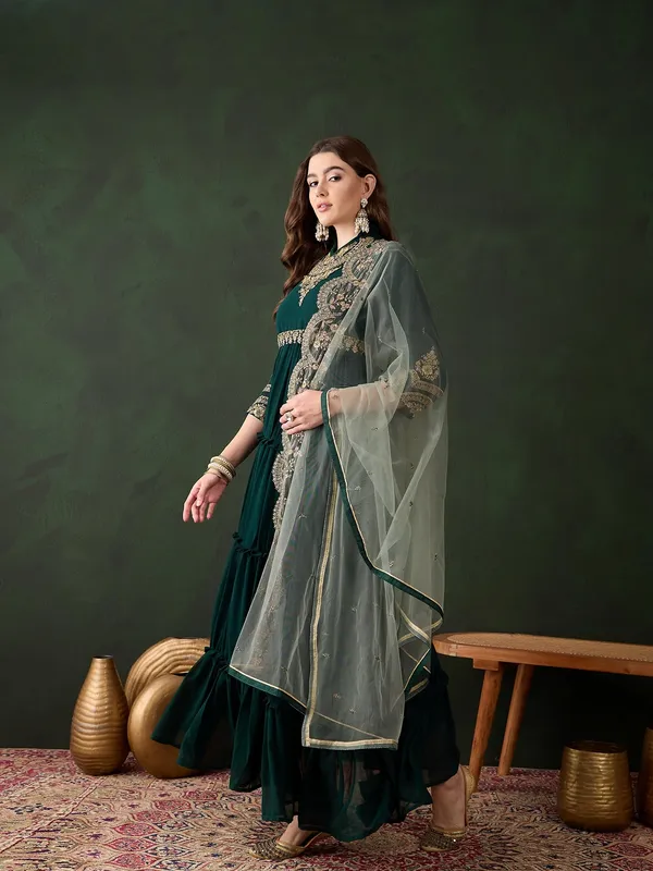Enchanting_Dark_Green_Embroidered_Faux_Georgette_Anarkali_Gown