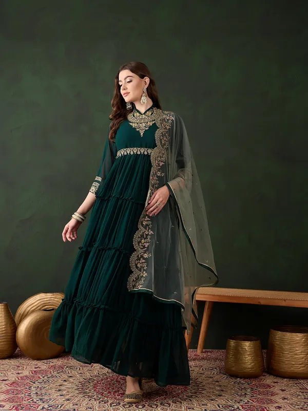 Enchanting_Dark_Green_Embroidered_Faux_Georgette_Anarkali_Gown