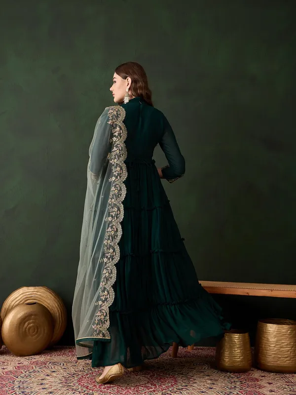 Enchanting_Dark_Green_Embroidered_Faux_Georgette_Anarkali_Gown