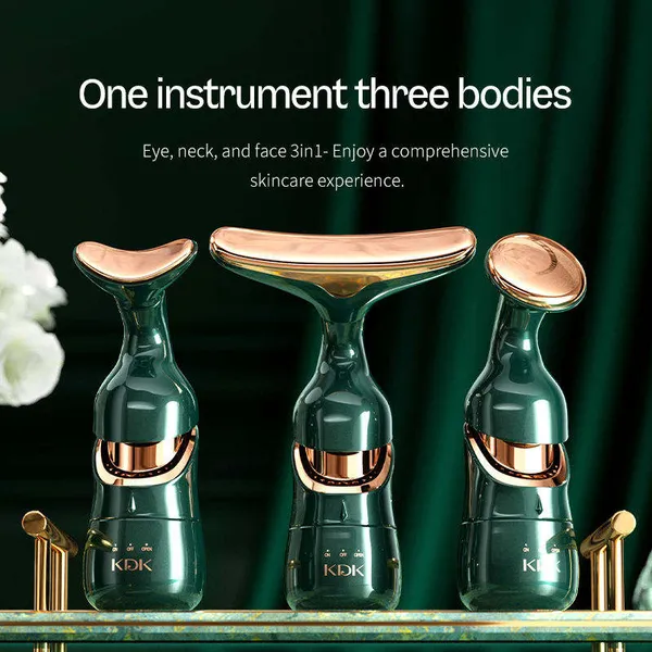KDK_Green_Facial_Beauty_Massager_With_Three_Interchangeable_Heads