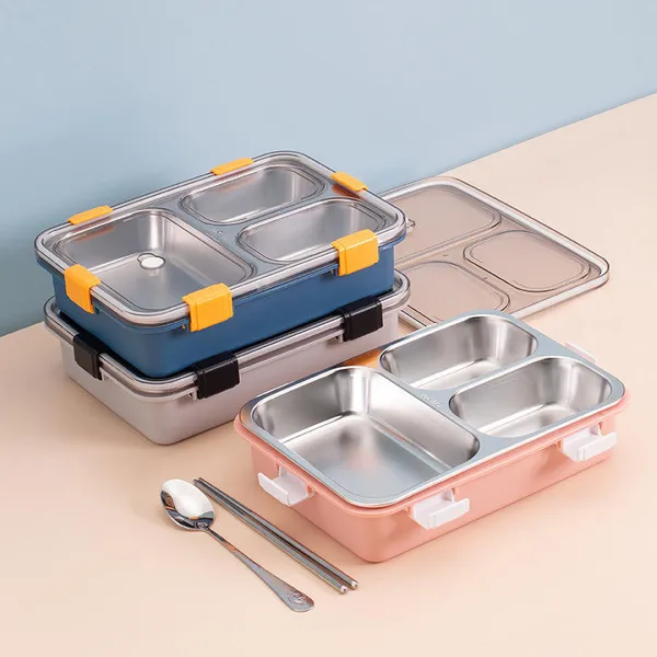 900_Ml_Stainless_Steel_Compartment_Lunch_Box_With_Spoon