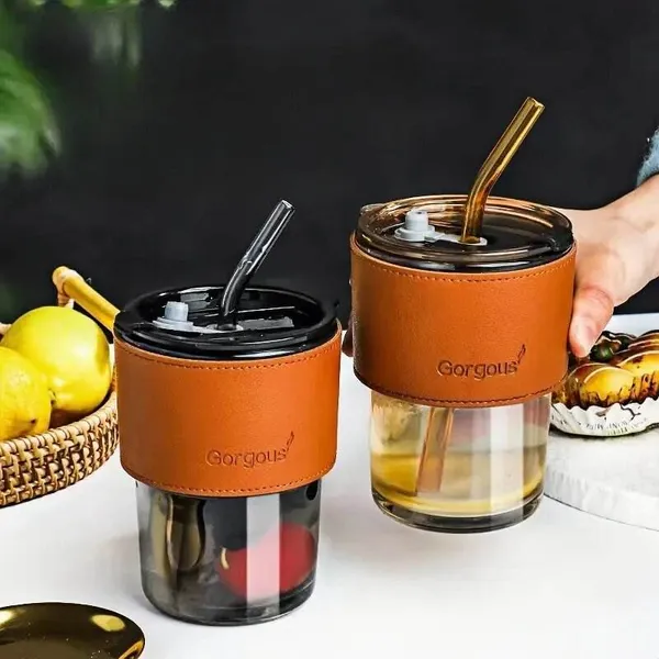 Glass_Leather_Sleeve_Tumbler_With_Straw