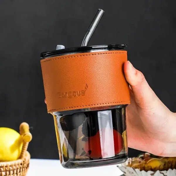 Glass_Leather_Sleeve_Tumbler_With_Straw