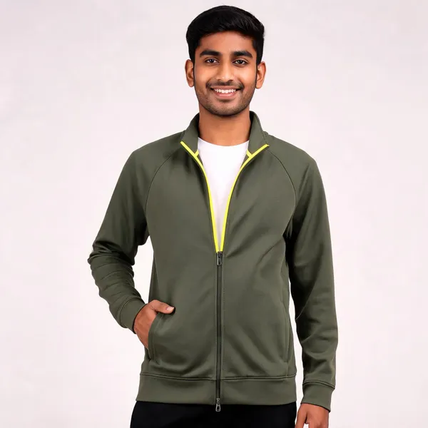 Olive_Green_Polyester_Zip_Front_Jacket_For_Men