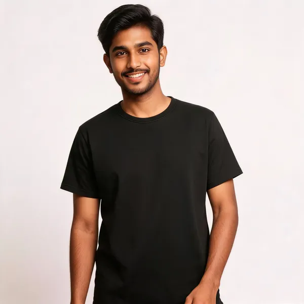 Black_Pure_Cotton_Regular_Fit_Round_Neck_T-Shirt_For_Men