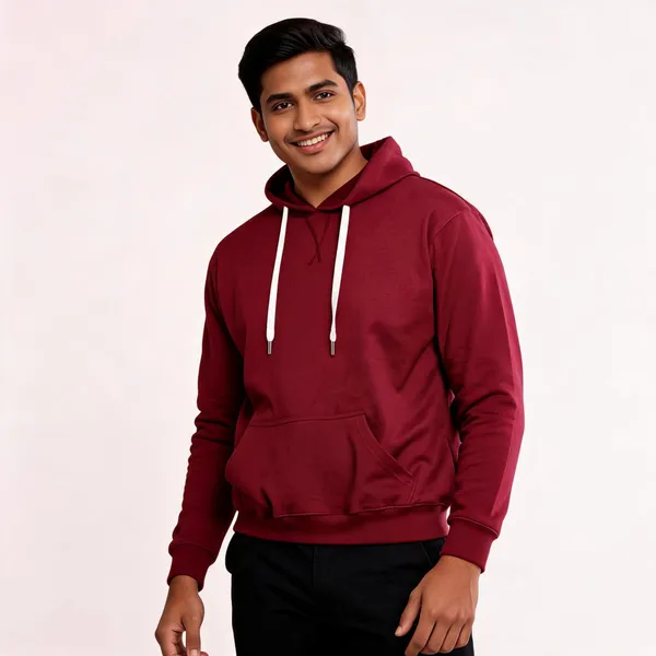 Maroon_Recycled_Cotton_Pullover_Hoodie_For_Men