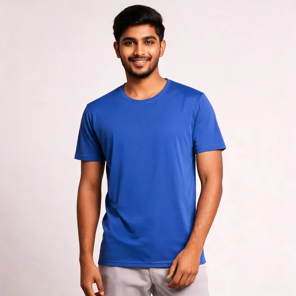 Blue_Polyester_Regular_Fit_Round_Neck_T-Shirt_For_Men