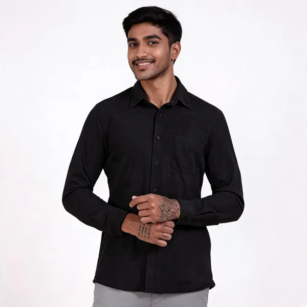 Black_Wrinkle_Free_Polyester_Casual_Shirt_For_Men