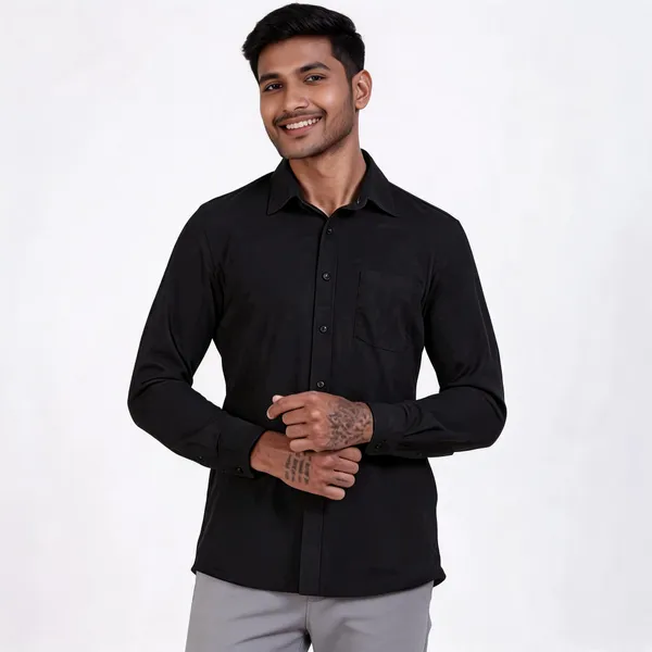 Black_Wrinkle_Free_Polyester_Casual_Shirt_For_Men
