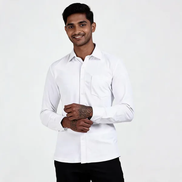 White_Wrinkle_Free_Polyester_Regular_Fit_Full_Sleeve_Shirt_For_Men